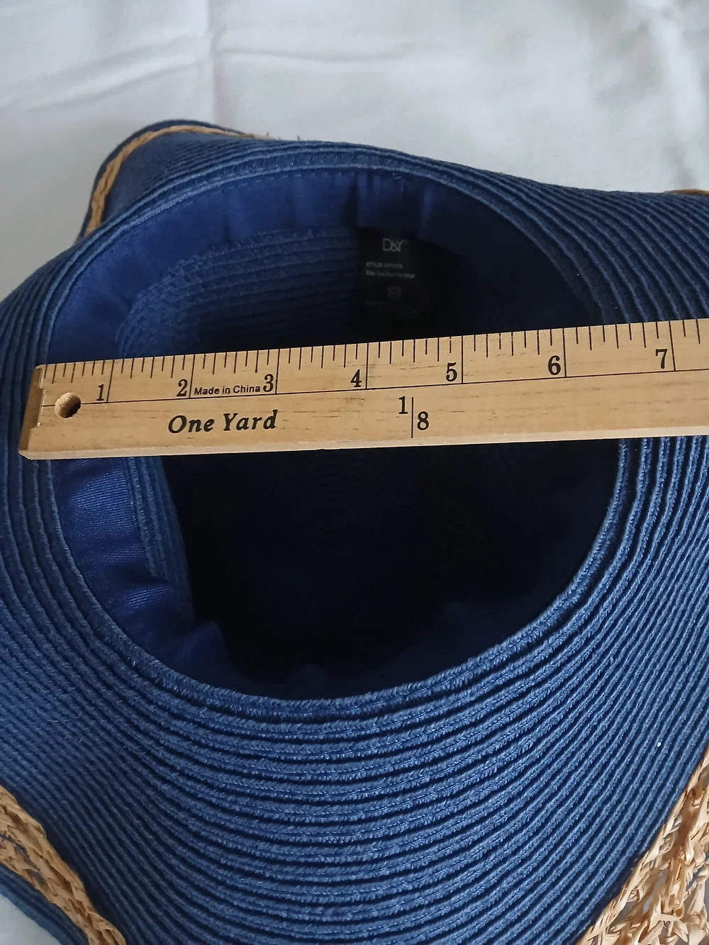 D&Y Navy Wide-Brim Straw Accent Sun Hat